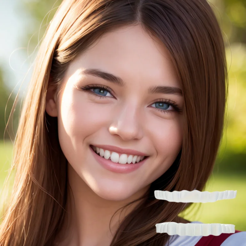 Silikon Prothese Set Fit Temporäre Kieferorthopädische Zähne Zahnersatz Gefälschte Zahn Mundhygiene Pflege Bleaching Zahnersatz Simulation Zahnspangen Image