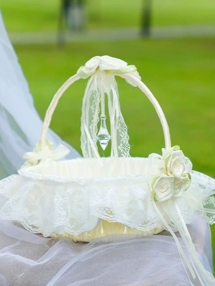 Große Größe Hochzeit Blumenmädchen Körbe Fee Kristall Anhänger Blütenblatt Konfetti Süßigkeiten Party Supplies Obstkorb Heimdekoration