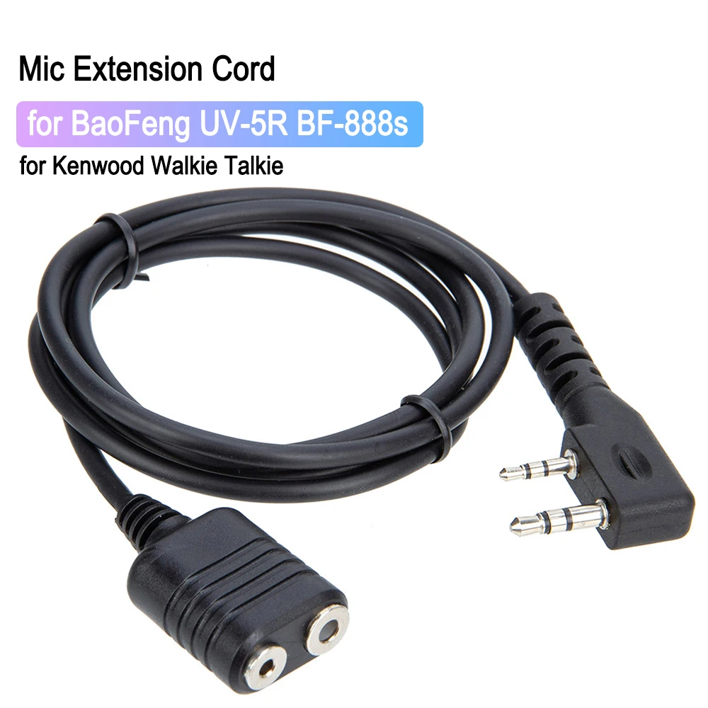 1m Mikrofon Verlängerung Kabel für Kenwood Baofeng UV-5R 888S 2-Pin K Typ Mic Ohrhörer Verlängerung Kabel für Kenwood Walkie Talkie Image