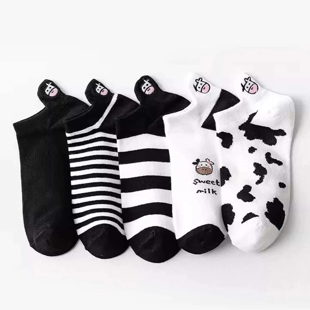 5 Paare/los Sommer Frauen Cartoon Kurze Socken Tier Druck Niedrigen Rohr Coole Socken Set Nette Knöchel Fuß Abdeckung Mode Neue Kawaii socke Image
