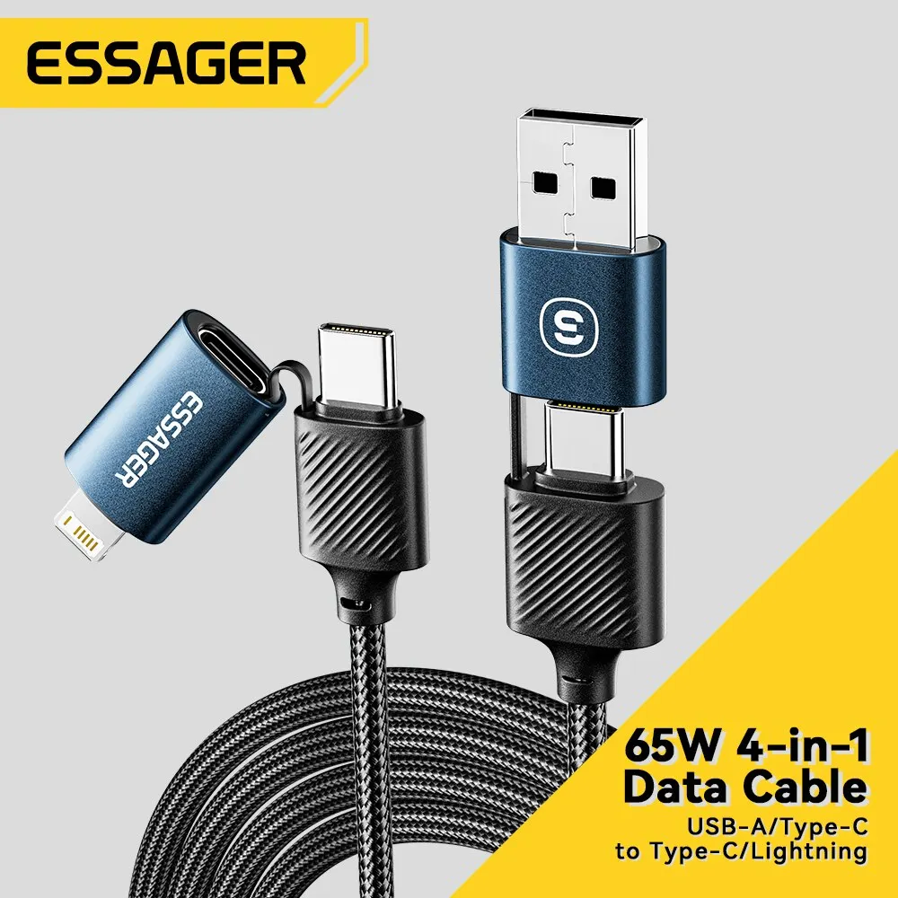 Essager 2 in 2 usb schnell ladekabel für samsung xiaomi huawei apple handy usb typ c tablet ladekabel zubehör Image