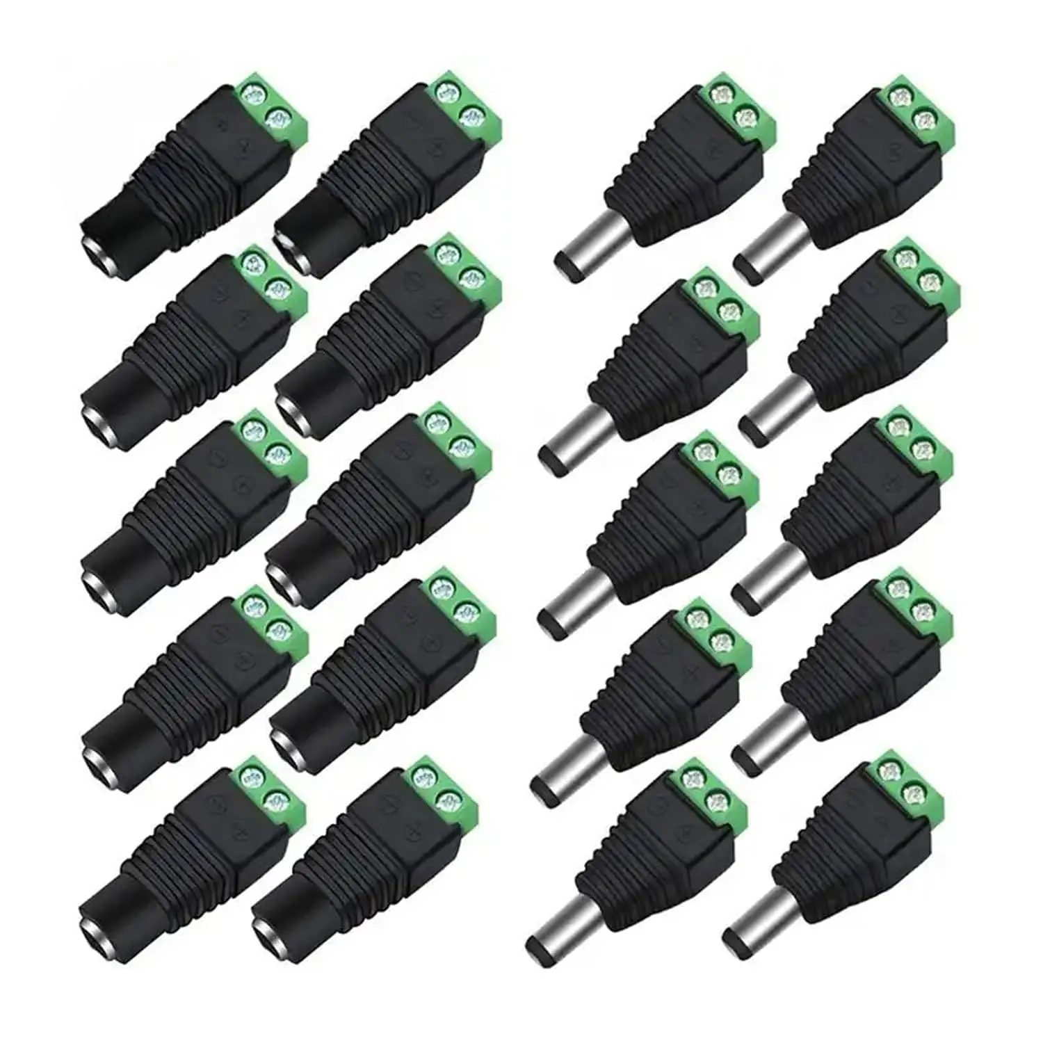 10/20/30 Paar 12 V DC-Stromanschluss 5,5 mm x 2,1 mm, (10 x Stecker + 10 x Buchse) Power Jack Plug Barrel Adapter, DC-Stromanschluss Image