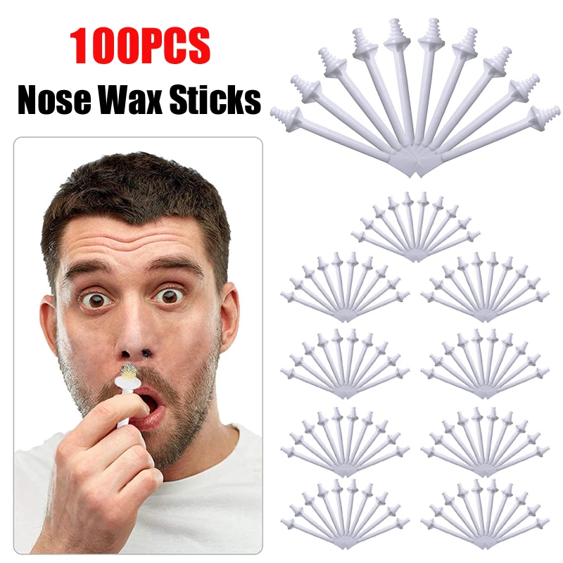 100 Stück Nasenwachsstifte, Nasenwachs-Applikatoren für schmerzfreie Nasenhaarentfernung, Wachszubehör, Bienenwachs, sicher Image