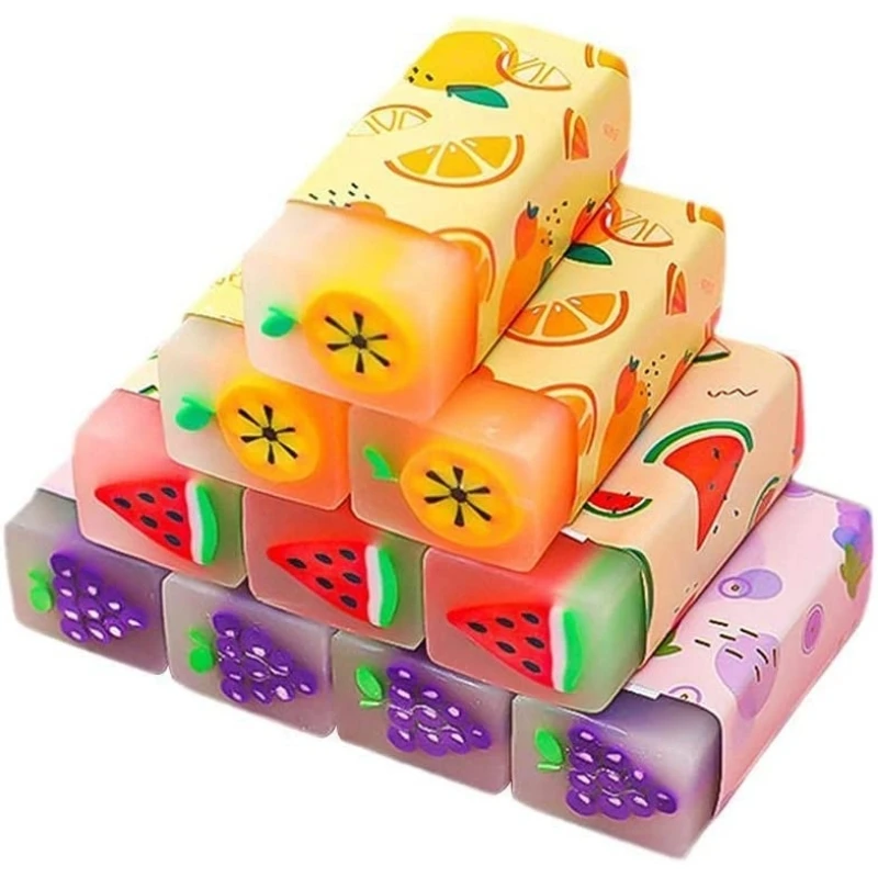 Niedlicher Obst-Radiergummi, Gelee-Bleistift-Radiergummi für Kinder, Tierfutter, lustiger Haustier-Bleistift-Radiergummi mit süßem Geruch Image