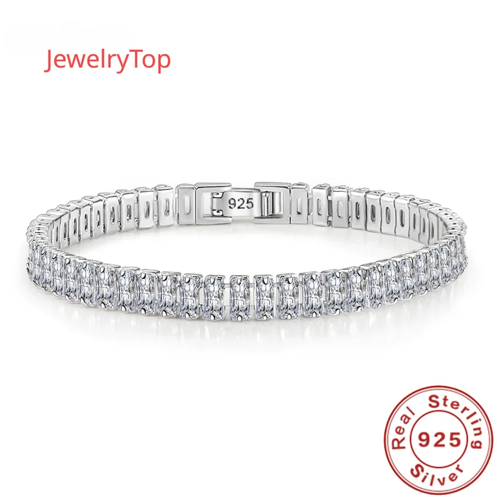 Edle 925 Sterling Silber Armband Elegante Zirkon Kristall Edlen Schmuck Für Frauen Mädchen, Verlobung, Hochzeit Glamour 18 CM
