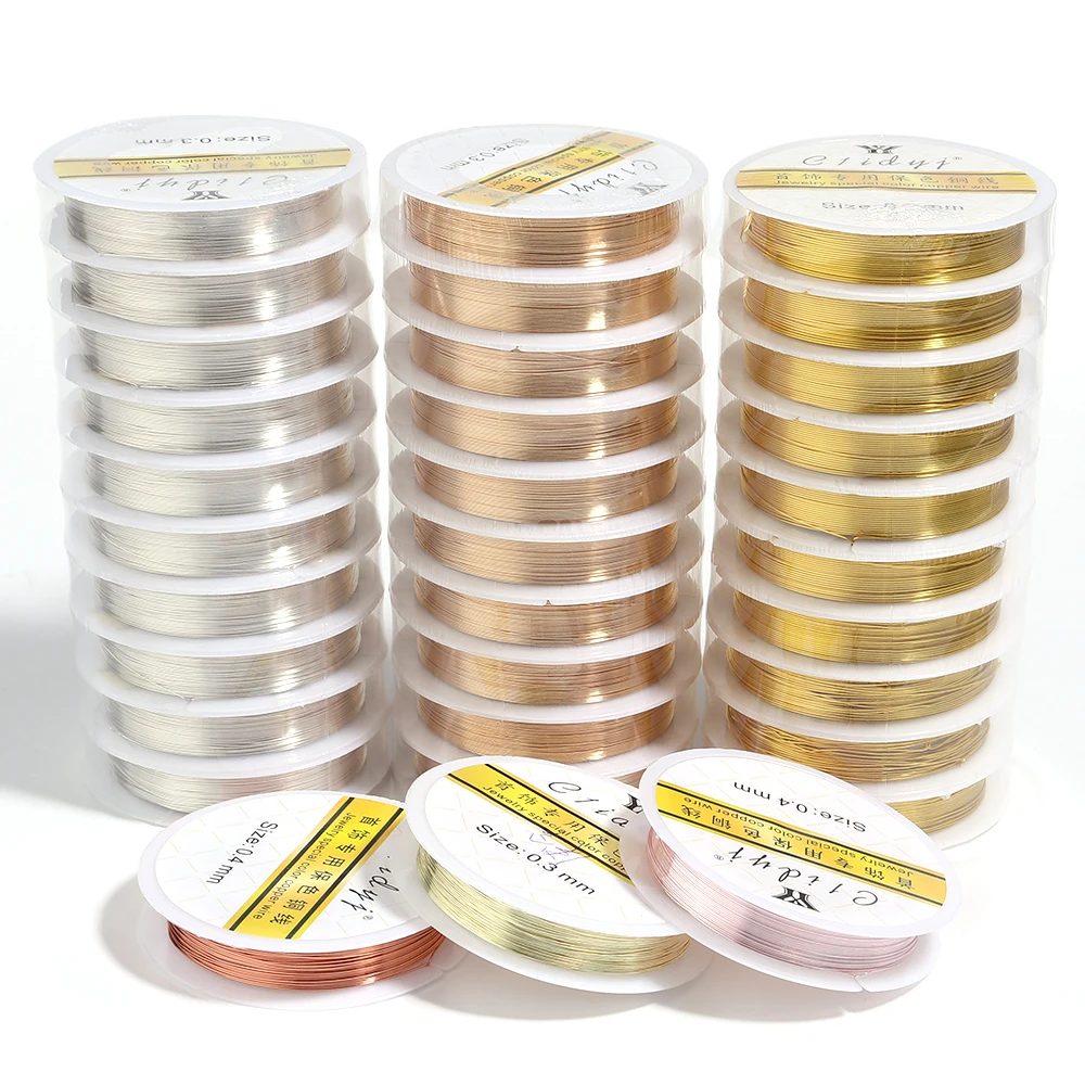 1 rolle Gold Farbe Kupfer Draht 0,2/0,3/0,4/0,5/0,6/0,7/0,8/1,0mm Perlen Schnur Draht DIY Für Perlen Schmuck Machen Zubehör Image