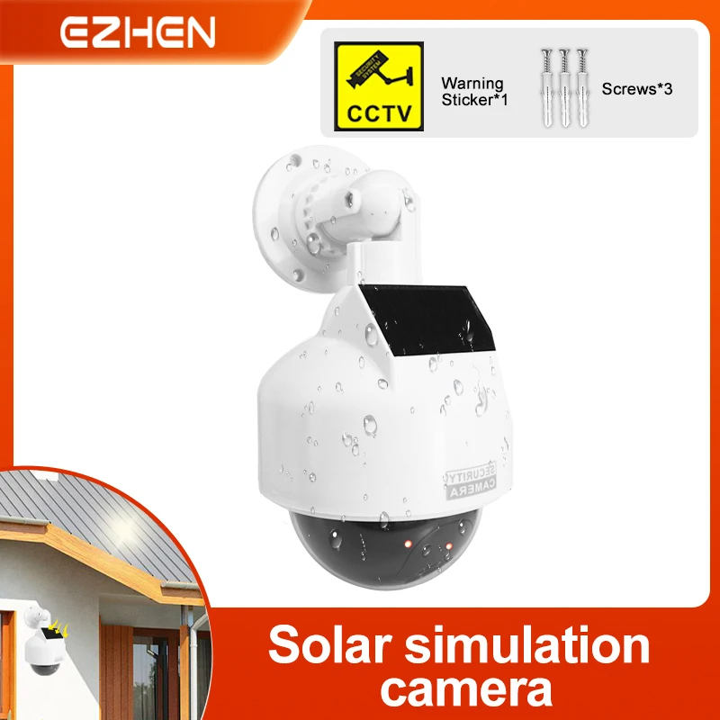 1PC Solar Fake Kamera Dummy Überwachungskamera mit LED Rotlicht Wasserdichte Fake Überwachungskamera für Outdoor Garten Terrasse Einfahrt