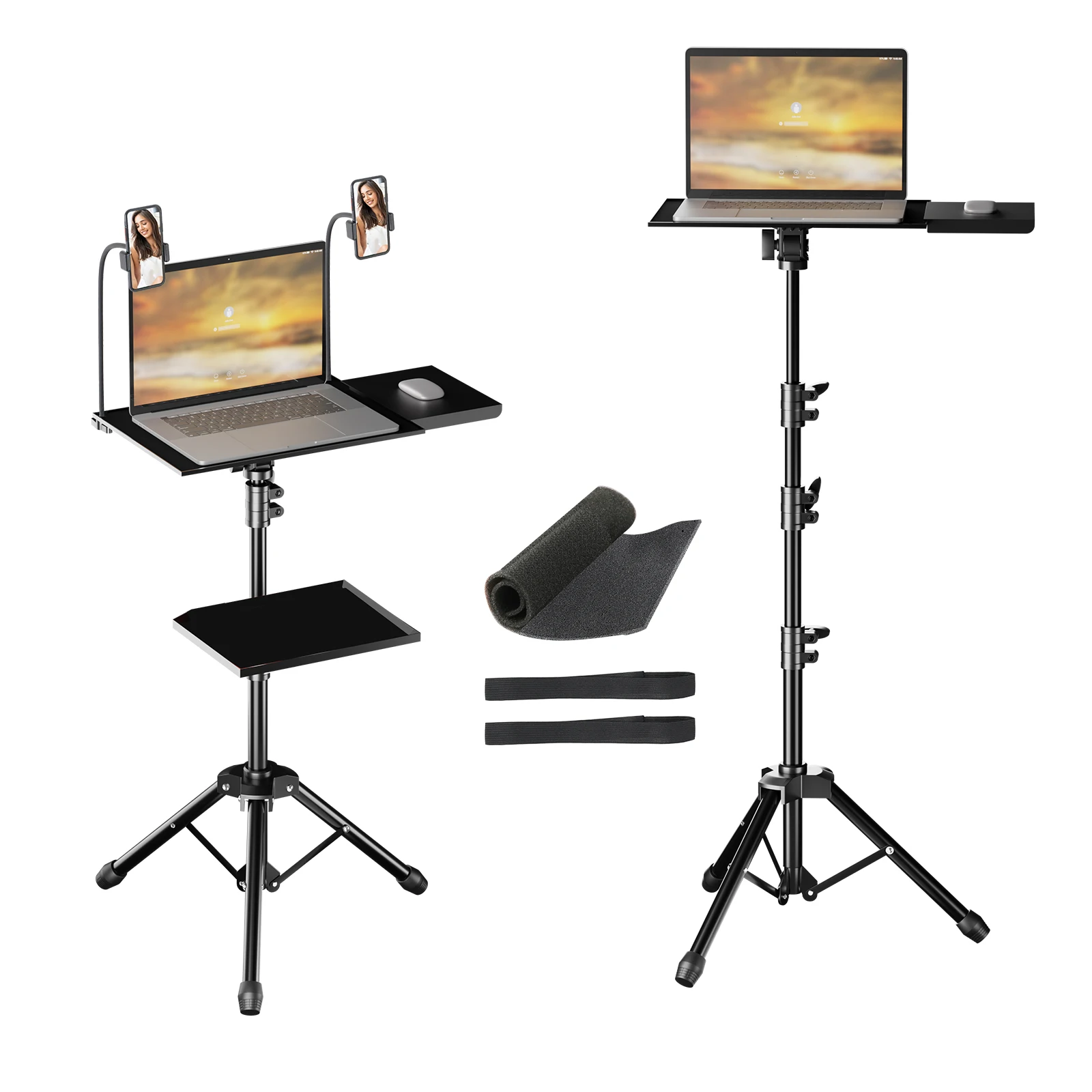 145cm Projektor-Stativ Laptop-Stativ Höhenverstellbar 23 bis 63 Zoll Stehpult Outdoor-Computertisch-Ständer für Studio Image