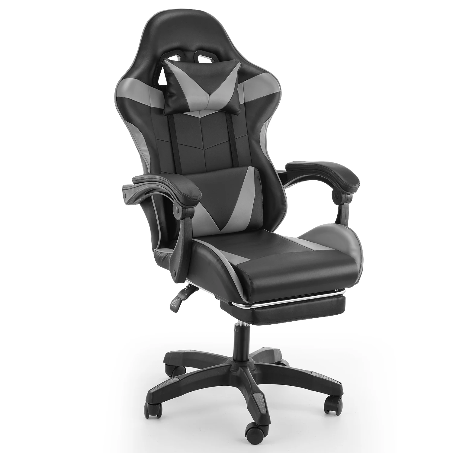 Bürostuhl, Gaming-Stuhl, ergonomischer Gaming-Stuhl (mit Fußstütze), Lendenwirbelstütze, gepolsterter Gaming-Stuhl, belastbar bis 150 kg Image