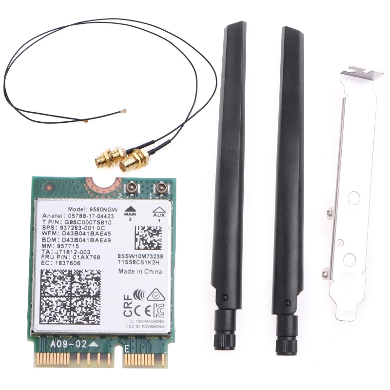 1730 MBit/s 2,4 ngw Dualband 5,0g/5GHz drahtloses Desktop-Kit Bluetooth-Com 802,11 802.11ac m.2 cnvi WLAN-Karten antennen set Image