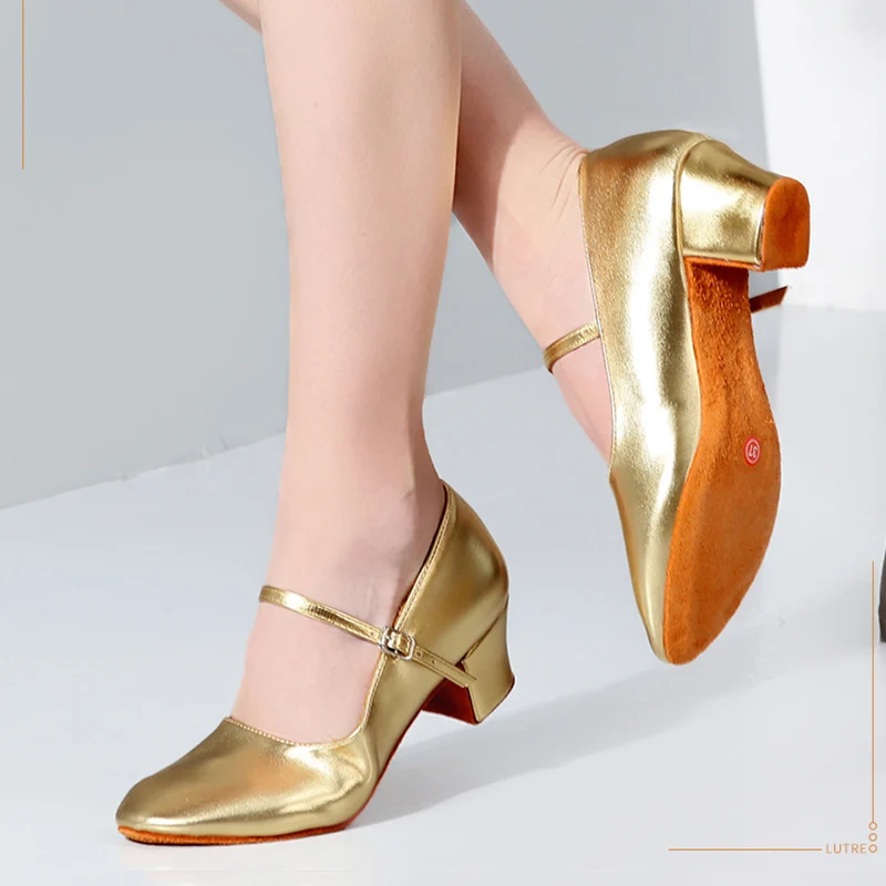 Neue Silber Tanzschuhe Damen Soft Bottom Ballsaal Tango Jazz Latin Dance Schuhe Square Social Dance Schuhe Frauen High Heels Gold