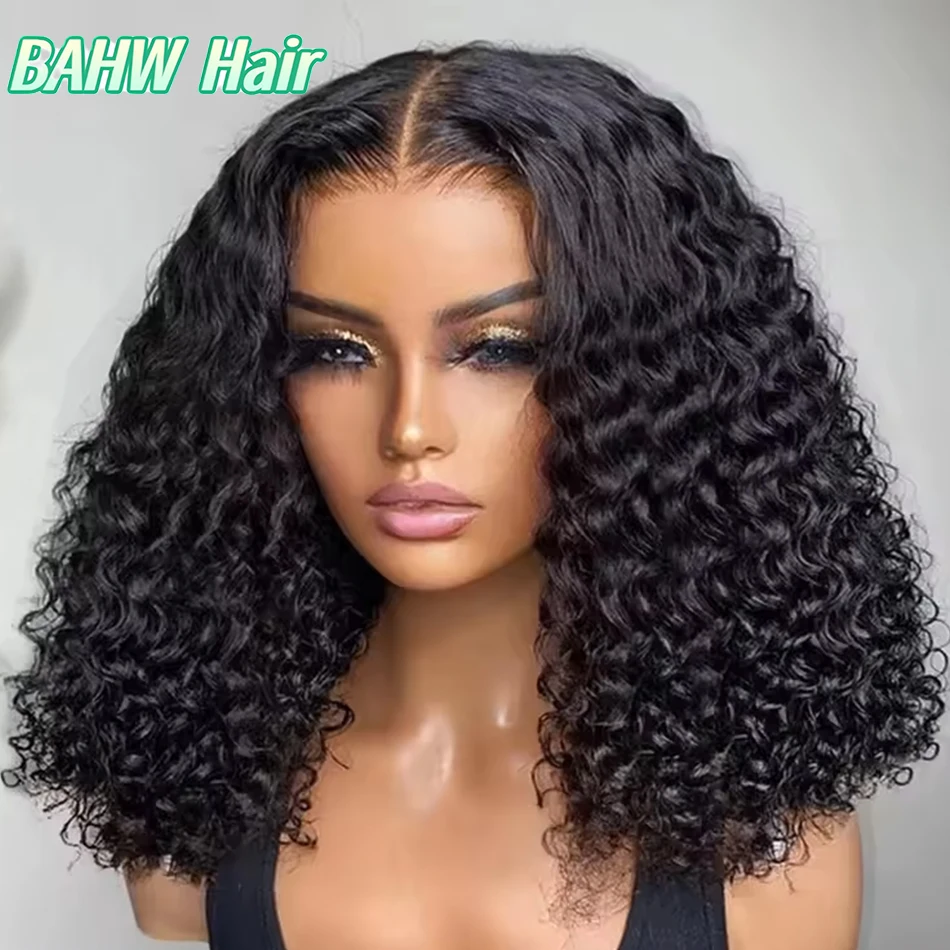 Peruanisches Haar, verworrene lockige 13 x 4 Spitze vorne, kurze Bob-Perücke, 100 % Echthaar-Perücke für Frauen, 4 x 4 Spitzenverschluss, Bob, reines Haar, Locken-Perücke Image
