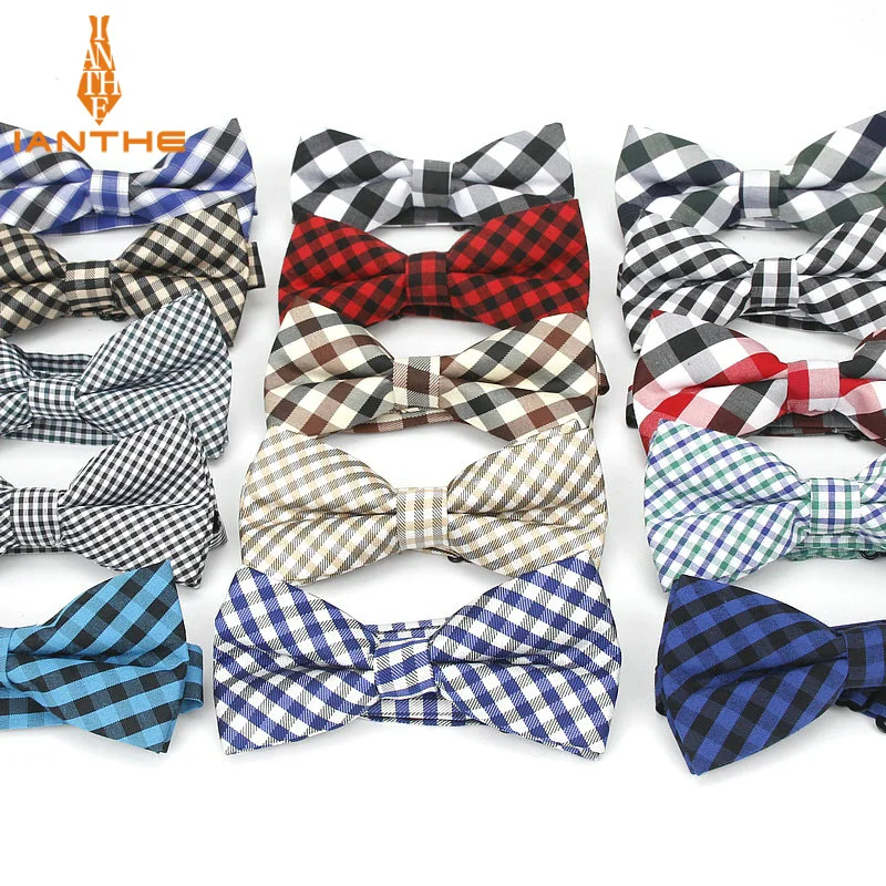 2018 marke Neue Herrenmode Vintage Bunte Plaid Neck Bowtie Für Mann Hochzeit Anzüge Bogen Krawatten Cravatas Corbatas Überprüfen schmetterling Image