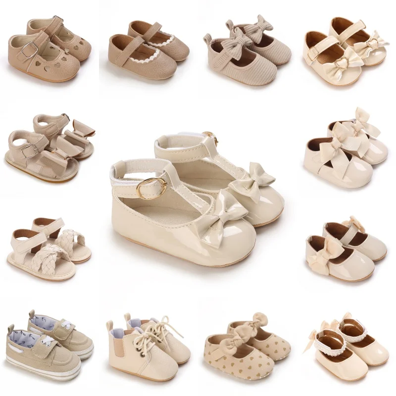 Frühling und Herbst Bogen Baby Prinzessin Schuhe Babyschuhe Babyschuhe Weiche Sohlen Anti-Rutsch-Turnschuhe