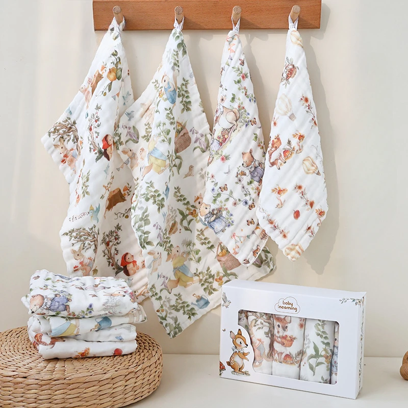 3pc/5pc Baby Handtuch Set Baumwolle 6 Schicht Gaze Neugeborenen Spucktücher Baby Sabbern Gesicht Handtuch super Weiche Musselin Quadrate Baby Pflege Image