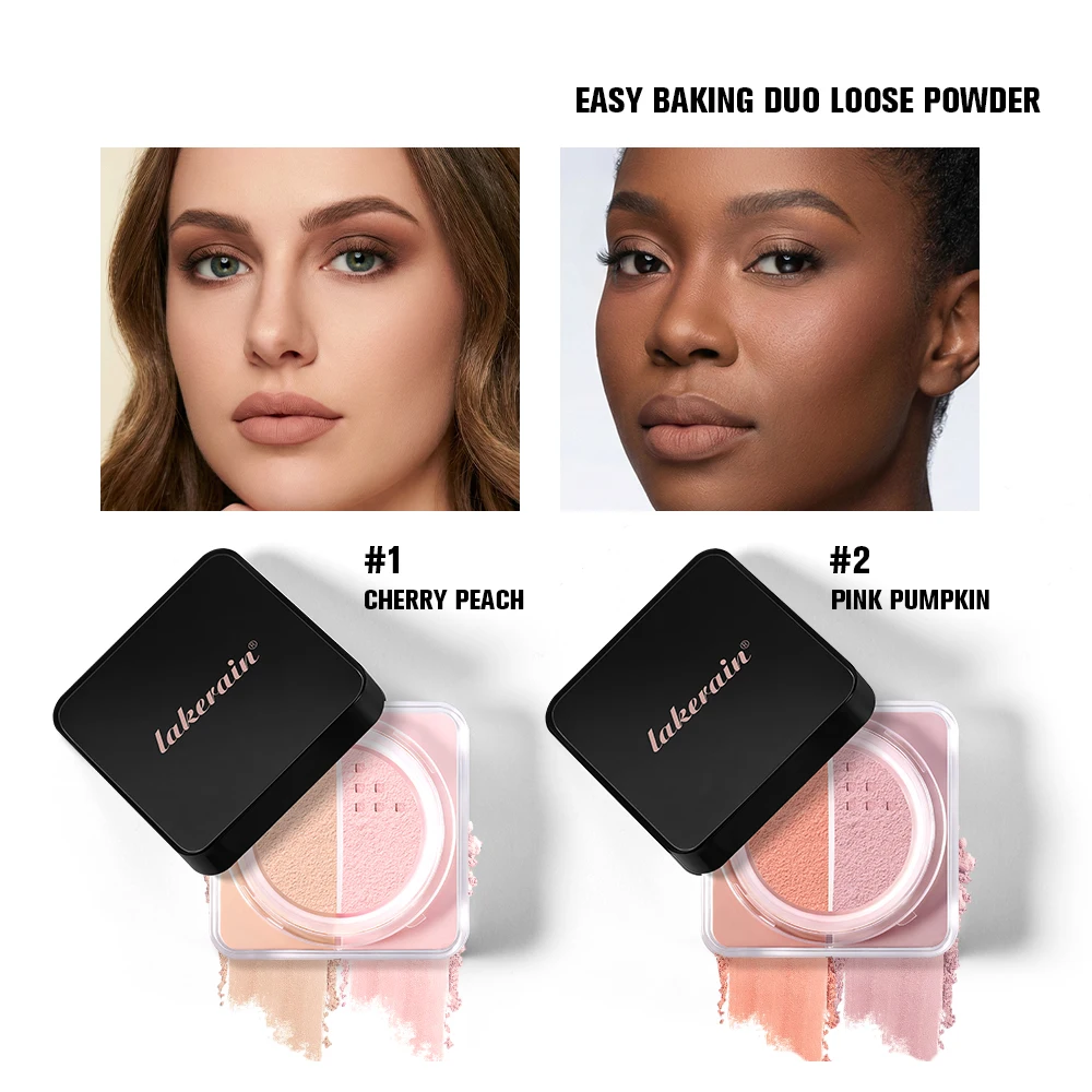 Huda Bake Loose Powder Brightening&Correcting Duo Aufhellendes und korrigierendes Puder für unscharfe Poren, mattes, langanhaltendes Fixierpuder-Make-up Image