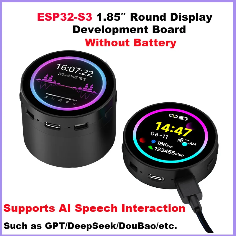 Waveshare ESP32-S3 1,85 Zoll rundes LCD-Entwicklungsboard 360 x 360 AI-Sprachlautsprecherbox ESP32-Display für Arduino IDE ESP-IDF Image