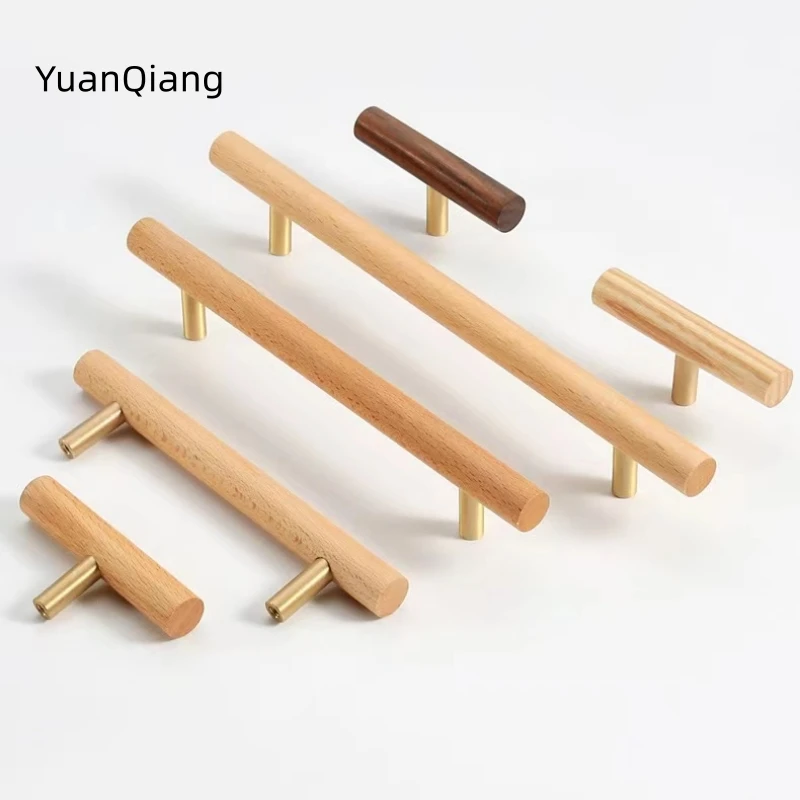 Nordic Walnuss Holzgriffe Lange Kleiderschrank Holz Möbel Zieht Schublade Schrank Tür Knopf T Bar Dekoration Möbel Hardware