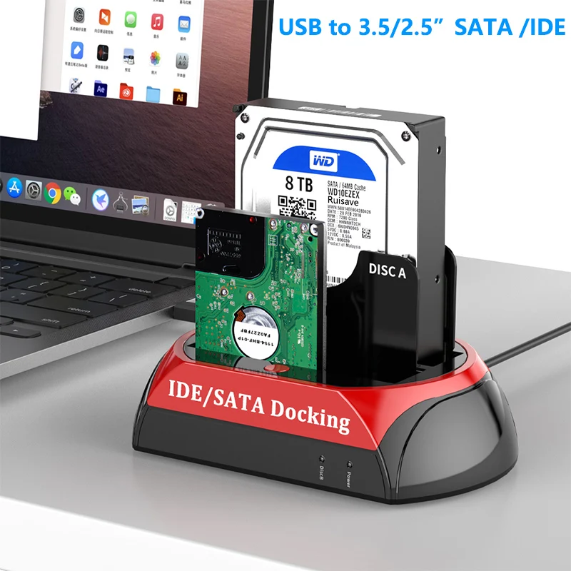 USB auf 2,5/3,5 Zoll SATA IDE Festplatte HDD SSD Reader Dockingstation Dual Bay Externe Festplattenbox Gehäuse Gehäuse HD Externo Image