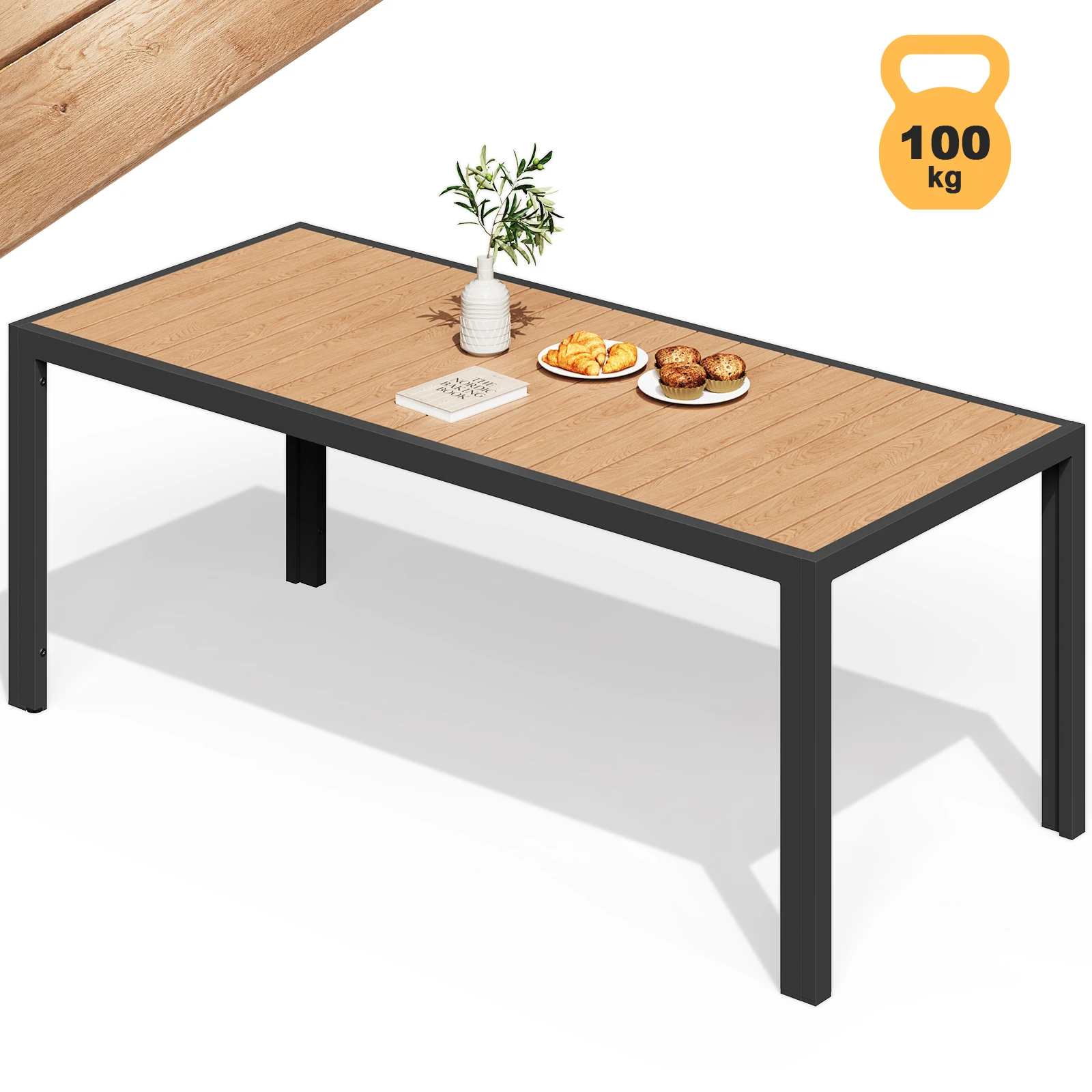 Devoko Aluminium-Gartentisch wetterfest und sonnenbeständig ideal für Picknicks Urlaub Familienfeiern und Partys