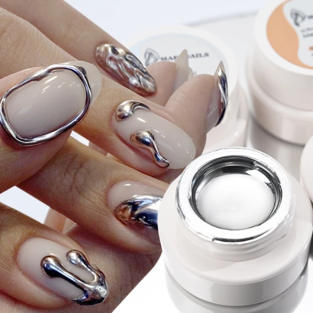 MingLee Silver Metal Gel Metallic Nagellack Chrom 3D Metall lackierter Gelpoliermittel 5 ml flüssiger Spiegeleffekt glänzende Glanzmaniküre Image