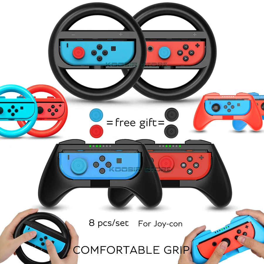 Nintendo Switch Zubehör-Set Joycon Racing Lenkradgriffe Nintendoswitch Joy con Caps für Nintendo Switch Gamepad Image