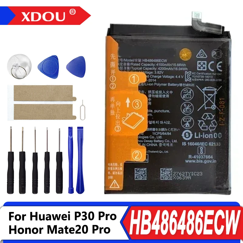 Brandneuer HB486486ECW 4200 mAh Handy-Akku für Huawei P30 Pro / Mate20 Pro Ersatzbatterien + Werkzeug Image