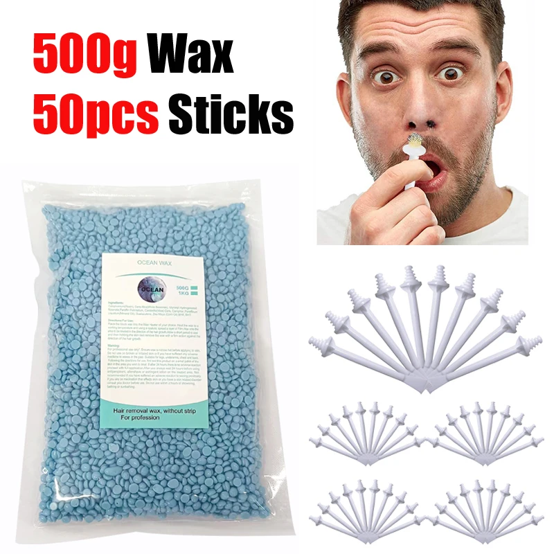 500g Nasenwachs-Set | Es gibt Wachs und Applikatoren. | Haarentfernungsset für Männer und Frauen Schmerzlose Entfernung von Nasenhaaren Reinigung Image