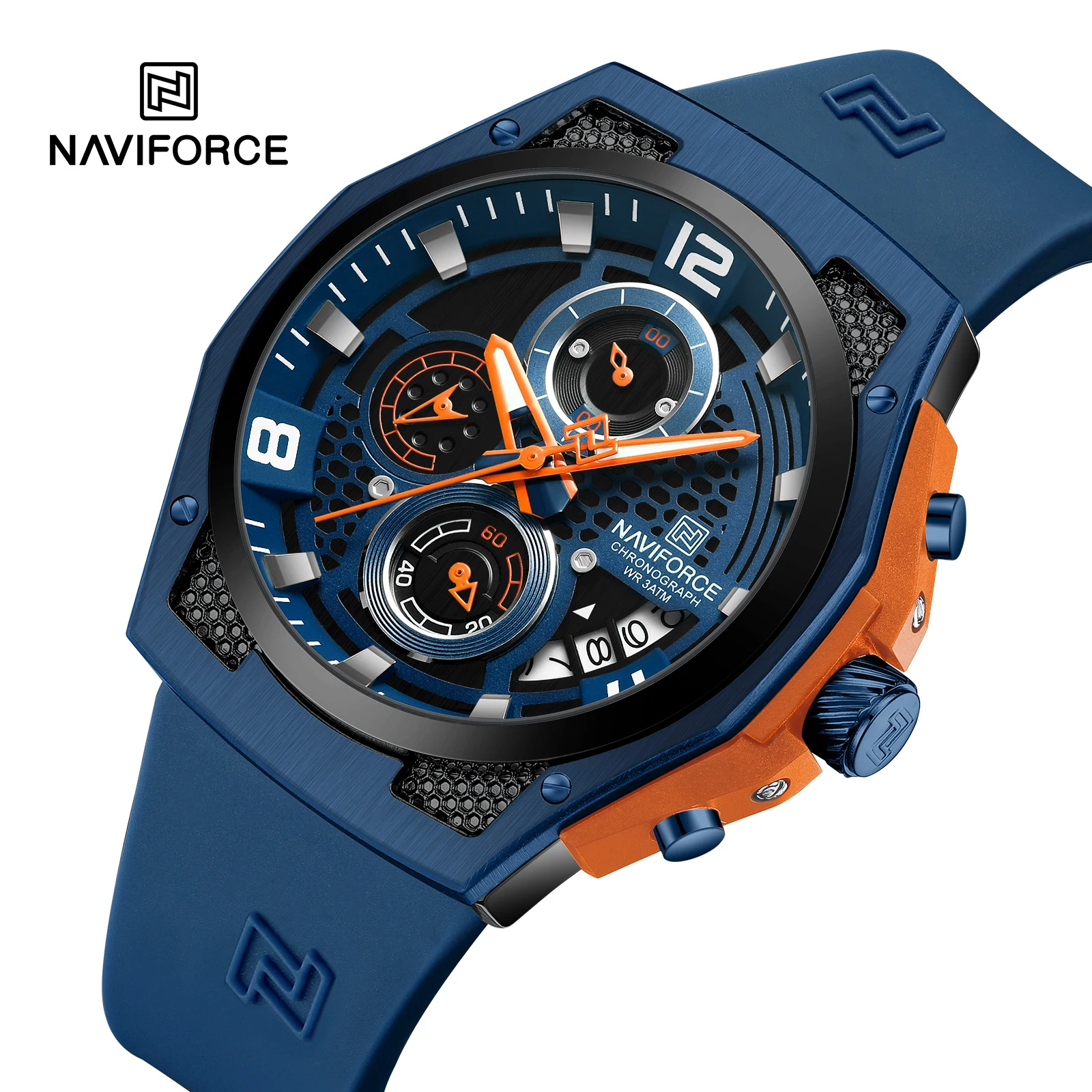 NAVIFORCE Herrenuhren 2025, neues Silikonarmband, Quarz, Kalender, wasserdicht, modisch, Sport-Chronograph, Armbanduhr für Herren Image