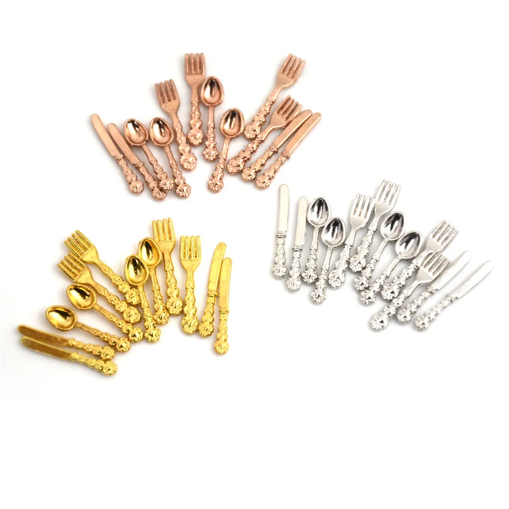 12PCS 1:12 Puppenhaus Miniatur Gabel Messer Suppe Geschirr Küche Möbel Spielzeug Kinderspielzeug und Familienutensilien