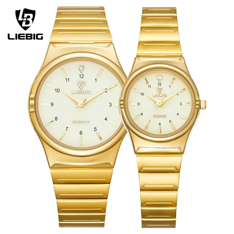 Liebig japan quart bewegung damen uhren luxus edelstahl damen goldene armbanduhr relogio feminino Image