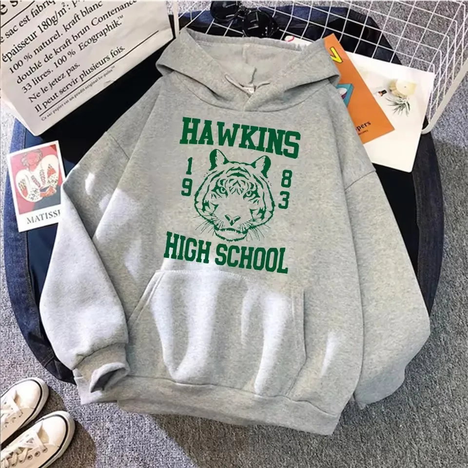 Hawkins High School Tiger Hoodie Surfer Boy Pizza Sweatshirts Gemütliche Tops Streetwear Herren Unisex Sweatshirts