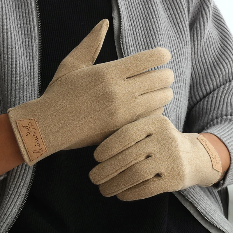 Samthandschuhe für Herren, warme und kältebeständige Winterhandschuhe, Touchscreen, exquisite Fahrrad- und Fahrhandschuhe Image