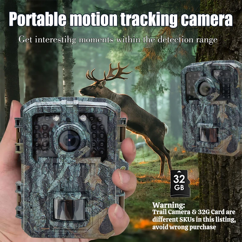 Mini-Jagdkamera 16MP 1080P Wildtier-Detektor Überwachungskamera HD-Überwachung Infrarot-Wärmesensor Nachtsicht bis 32G Image
