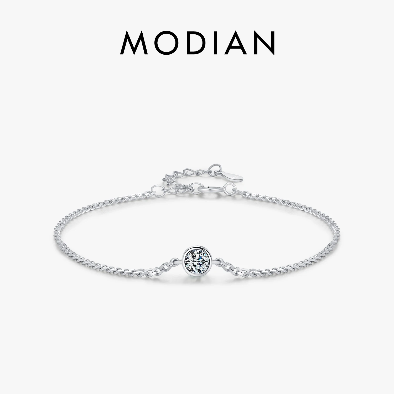 Modian 2.5ct Moissan ite Lünette Einstellung Armband für Frauen Diamant 0,25 Sterling Silber elegante Kette Armband Hochzeits schmuck