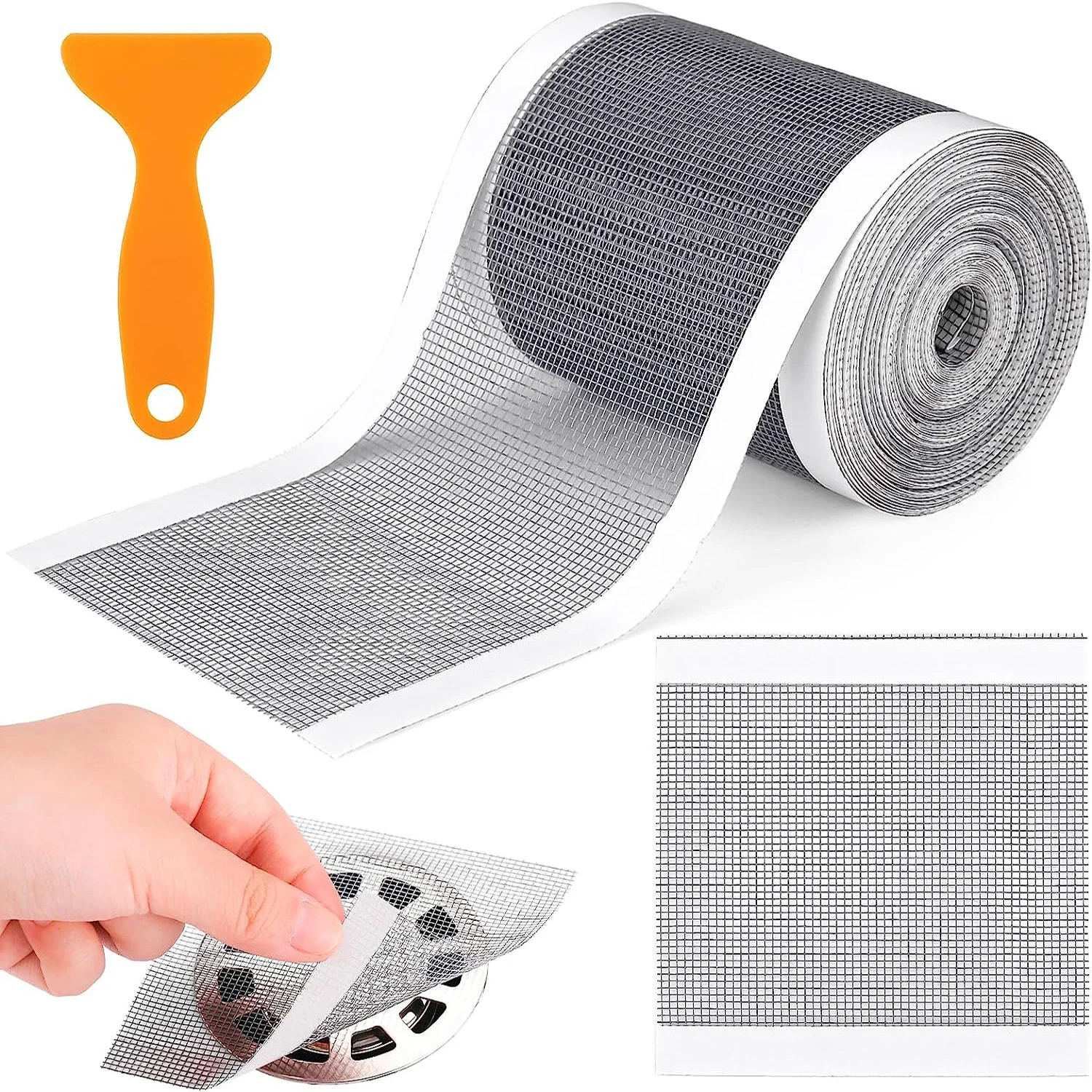 10/5 m Cutable Dusche Abfluss Haar Catcher Selbstklebende Boden Ablauf Aufkleber Einweg Mesh Waschbecken Sieb Filter Für badezimmer Image