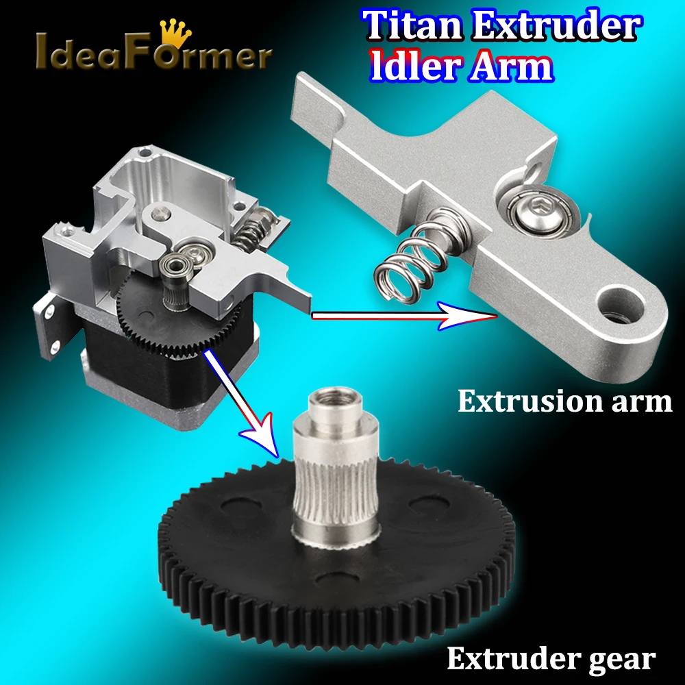 Verbesserter Titan Aero Extruder Idler Arm für Artillery Genius Sidewinder X1 Ganzmetall 1,75 mm Schwarz Silber 3D-Drucker Teil Extruder Image