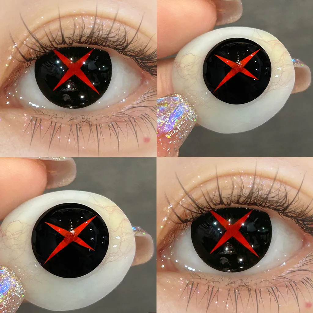 1 Paar Genshin Arlecchino Cosplay Farbkontaktlinsen Halloween Gruselige Linse Softlens Image
