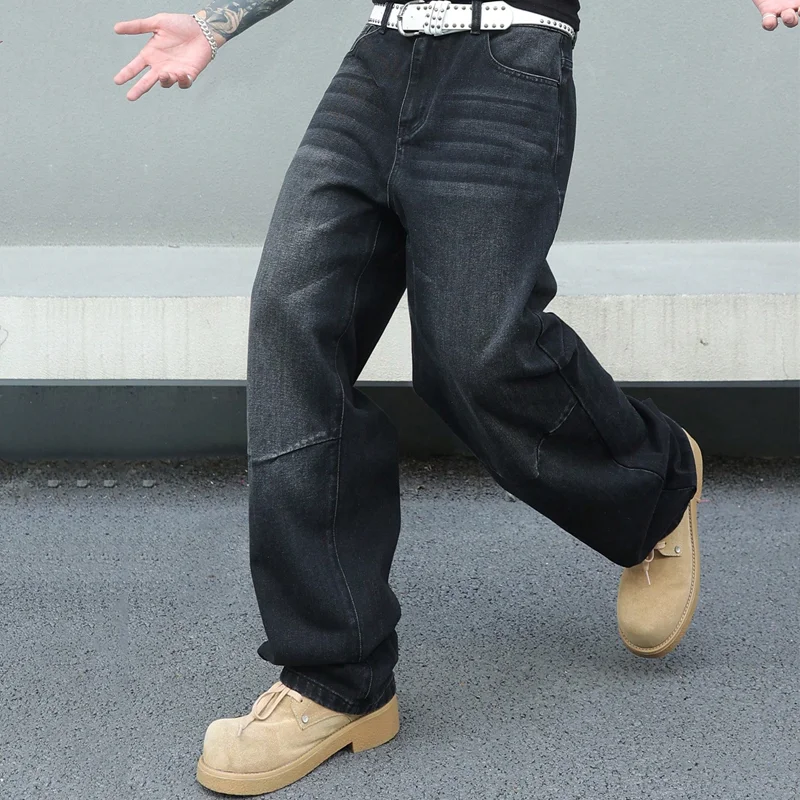 Vintage Männer y2k Baggy Denim Jeans Für Männer Mode Casual Hosen Streetwear Denim Hip Hop Breite Bein Gerade Casual Hosen