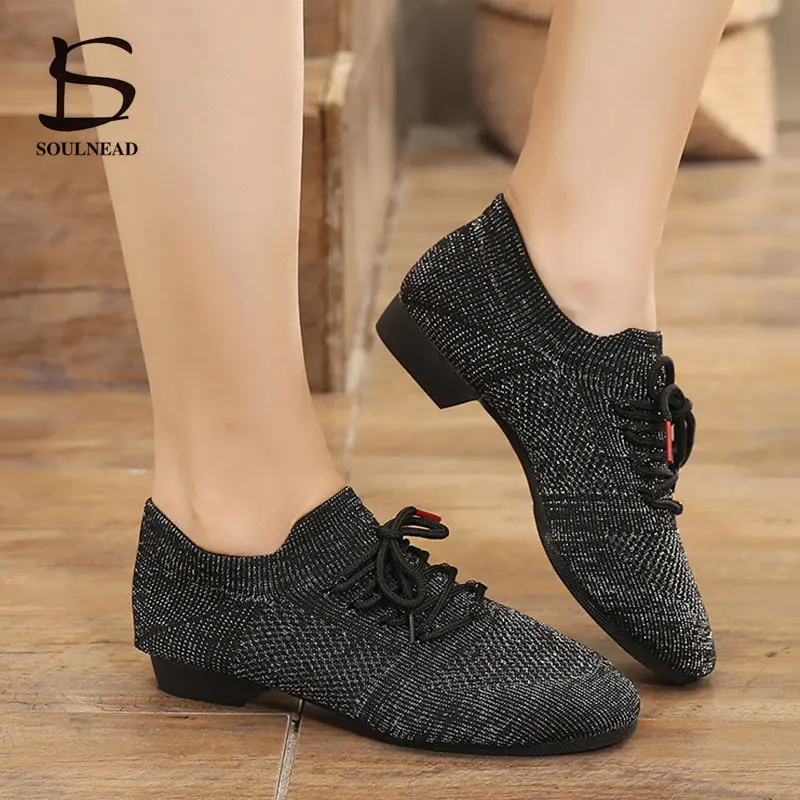 Jazz Dance Schuhe Frauen Linie Tanzen Schuhe Weichen Boden Frau Tanz Turnschuhe Casual Hausschuhe Mesh Gestrickte Slip-on Weibliche schuhe