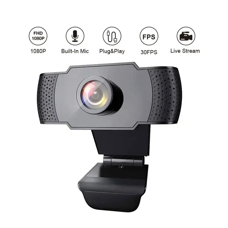 Neue 1080p webcam full hd web kamera mit led-fülllicht mikrofon usb stecker web cam für pc computer mac laptop desktop kamera Image