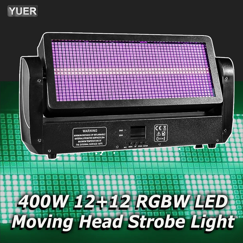 400W LED Moving Head Stroboskop-Licht 12+12 Segmente RGB+W Blitz-Wandfluter mit DMX512 für DJ, Disco, Club und Bühneneffekte