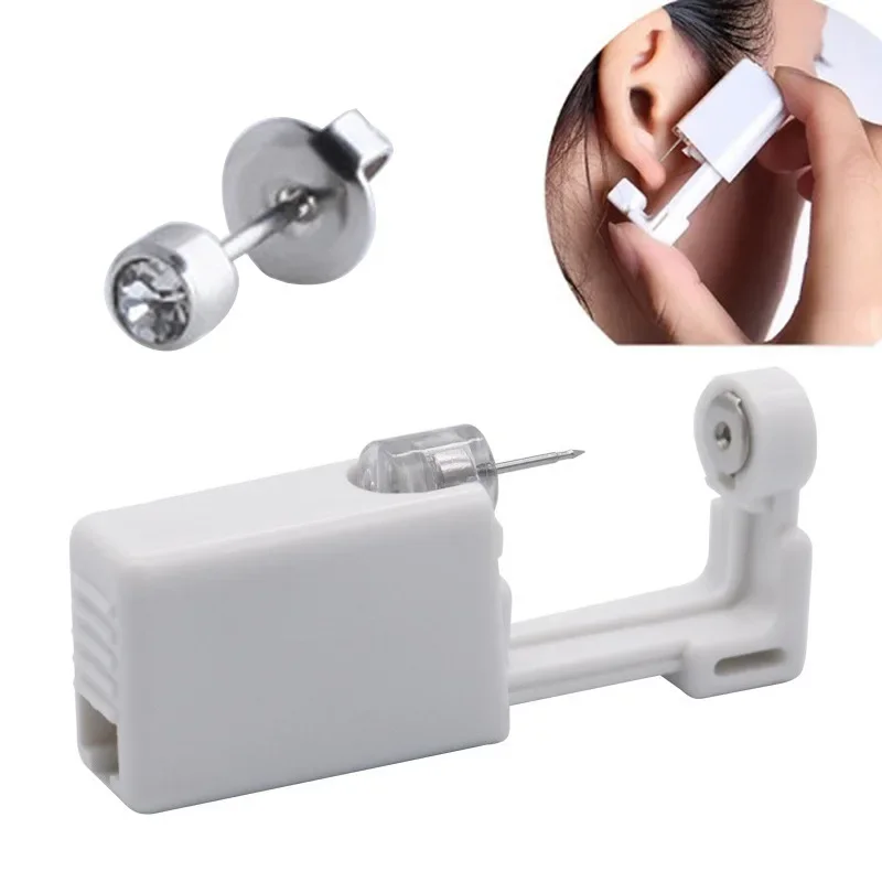 4MM 2 Stück Einweg-Steril-Ohrlochstechset, Knorpel-Tragus-Helix-Piercingpistole Schmerzfreies Piercing-Werkzeug-Set mit Schmuckstecker Image