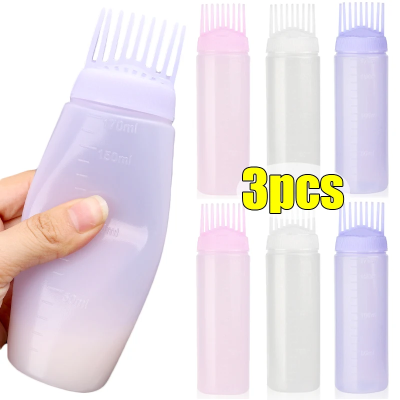 1/3 stücke Salon Haar Öl Applikator Flasche Applikator Flaschen Kamm Professionelle Kunststoff Friseur Färben Styling Färbung Werkzeuge Image
