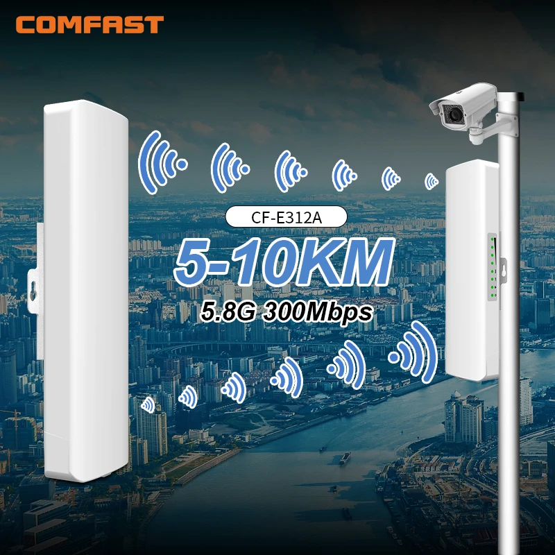 COMFAST 5KM 5GHz 300Mbps Outdoor CPE Wifi Access Point Wireless Wi-Fi Router Extender Bridge Nanostation 2*14dbi Antennenverstärker Image