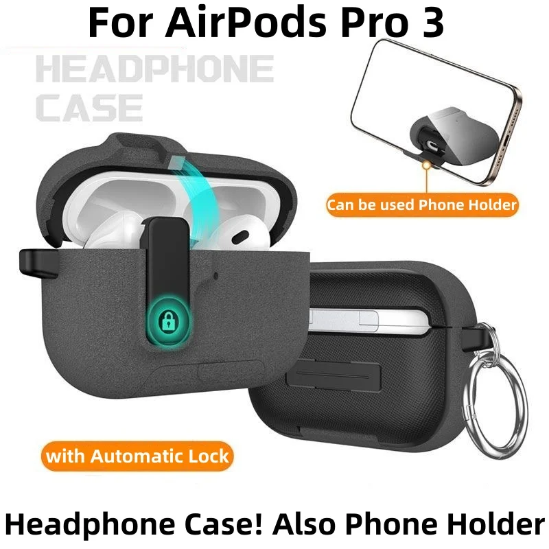 Kopfhörer-Abdeckung für AirPods Pro 3, Ganzkörper-Schutzhülle, stoßfest, schützender Handy-Halter, Stil mit Schlüsselanhänger für AirPods Pro 3 Image