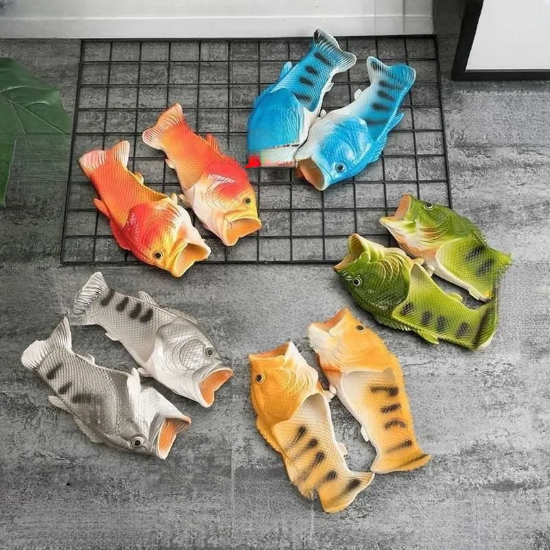Lustige Hausschuhe Herren Schuhe Familienschuhe Eltern-Kind-Sandalen Plus Größe 24-47 Sommer Strandschuhe Jungen Unisex Fisch Hausschuhe