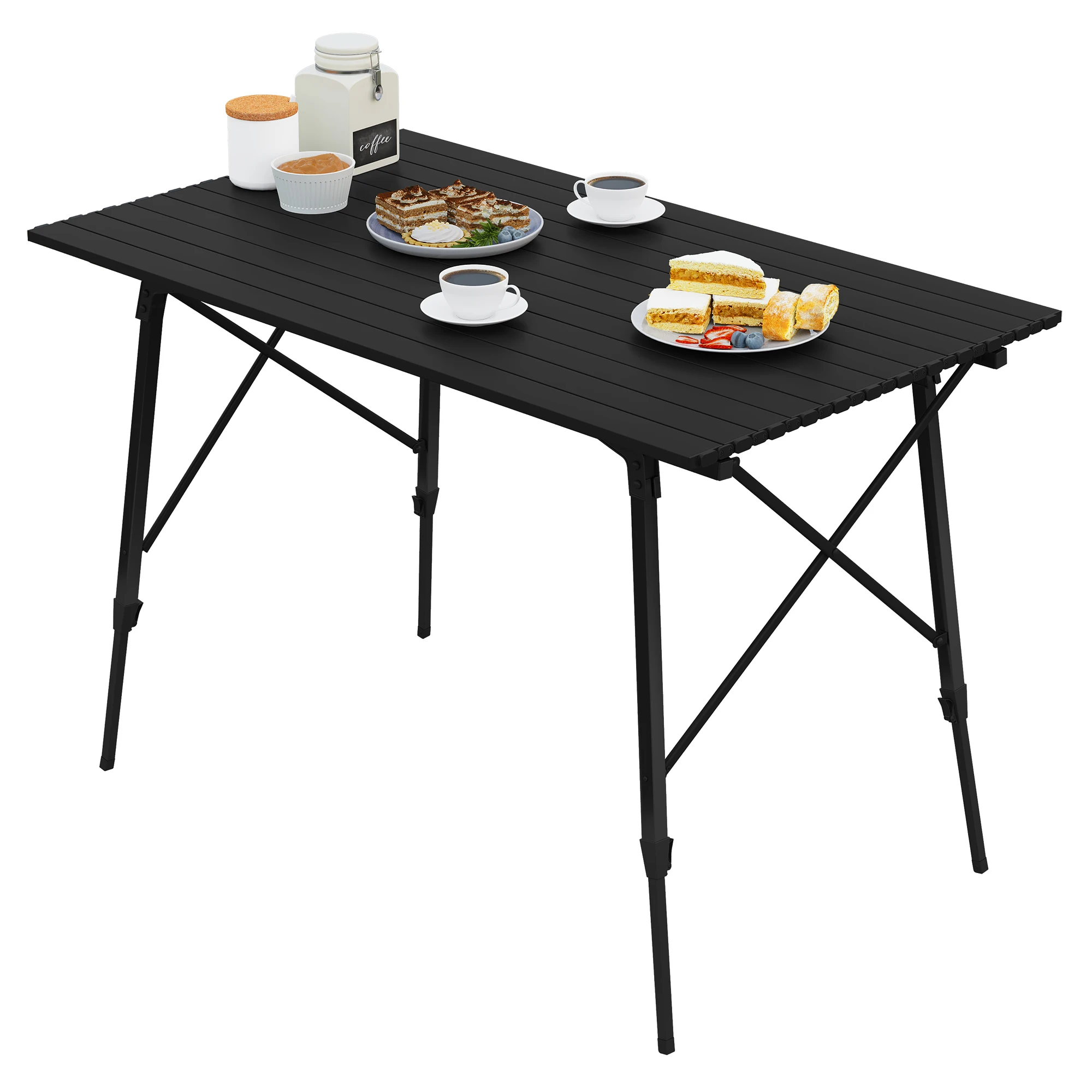 WOLTU Klappbarer Reise-Campingtisch aus Aluminium mit Tragetasche, 120 x 68,5 cm, höhenverstellbar, Outdoor-Gartentisch für 4–6 Personen