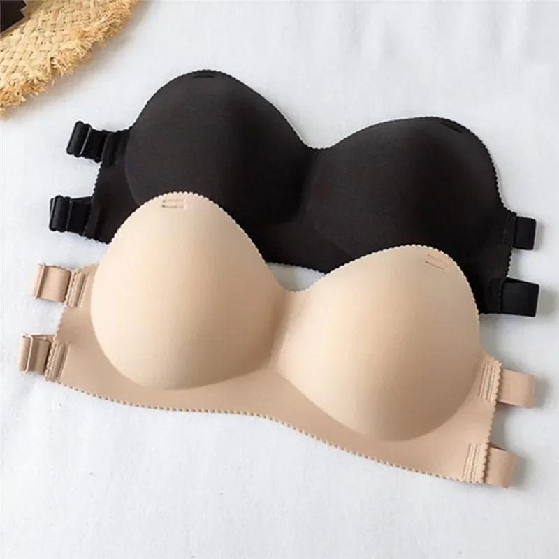 Unsichtbarer sexy trägerloser BH, unsichtbarer Push-Up-Bralette, Dessous-Unterwäsche, nahtlos, kabellos, solide, ohne Träger, BHs, Yoga-BH Image