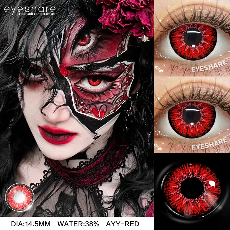 EYESHARE Cosplay Farbkontaktlinsen für Halloween Vampir Rote Kontaktlinsen Anime Farbige Augenlinsen Jahresblaue Kontaktlinsen Image